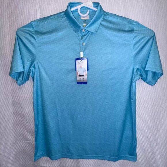 Men's Polo Large Green Greg Norman ML75 Short Sleeve 3 Buttons Shirt Golf - Picture 1 of 9